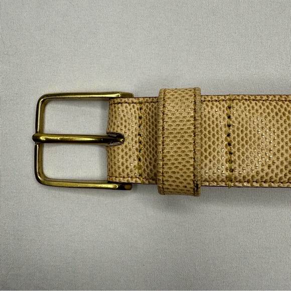 Karung Snakeskin on Cow Leather Dress Belt Brass Buckle Tan Women’s Size 32 main image 4